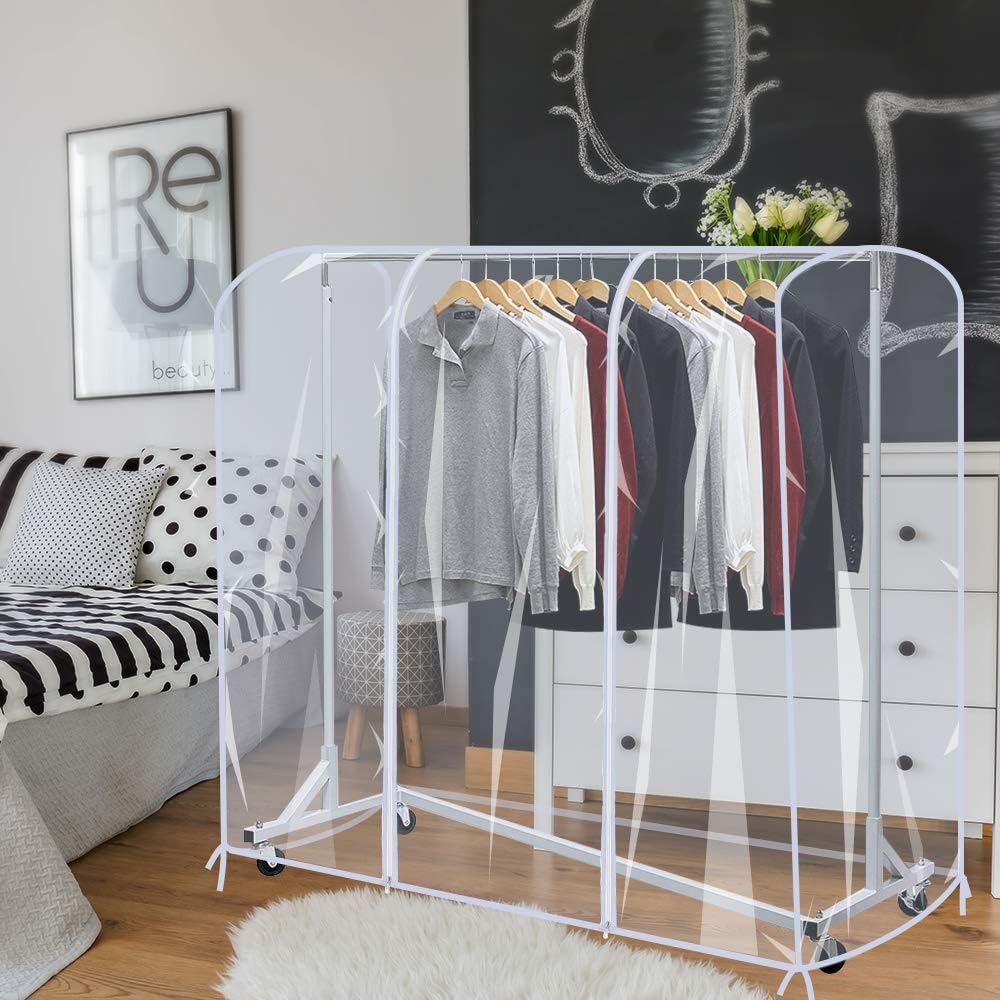 Garment Rack Cover,4Ft Transparent PEVA Clothing Rack COVER ONLY, Clear Clothes dustproof Waterproof Cover - Image 9