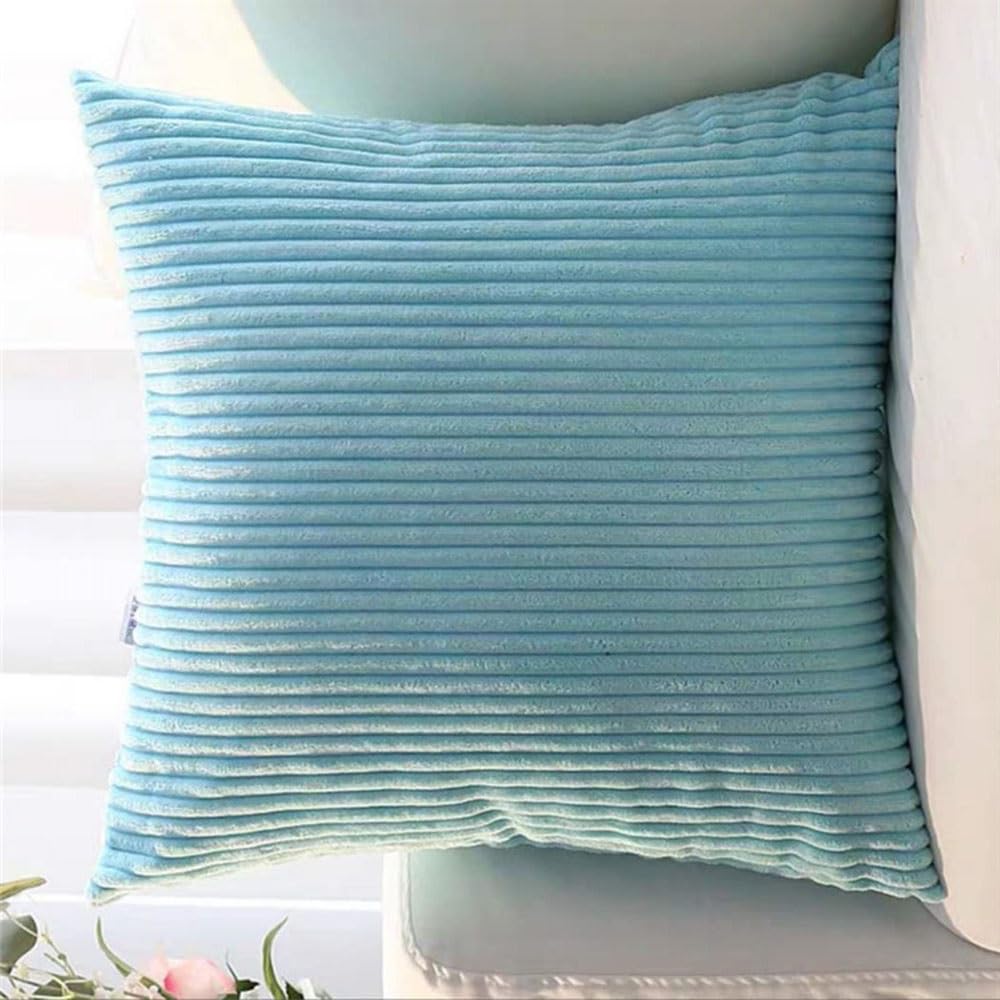 Swj-Swjssb Light Aqua Super King Size Pillow Cases 80X80 75X75 Cm,Square Extra Large Cushion Covers Soft Throw Pillow Cover With Zipper Corduroy Decorative Pillowcases For Sofa Couch(,30X30 Inch 1Pc)