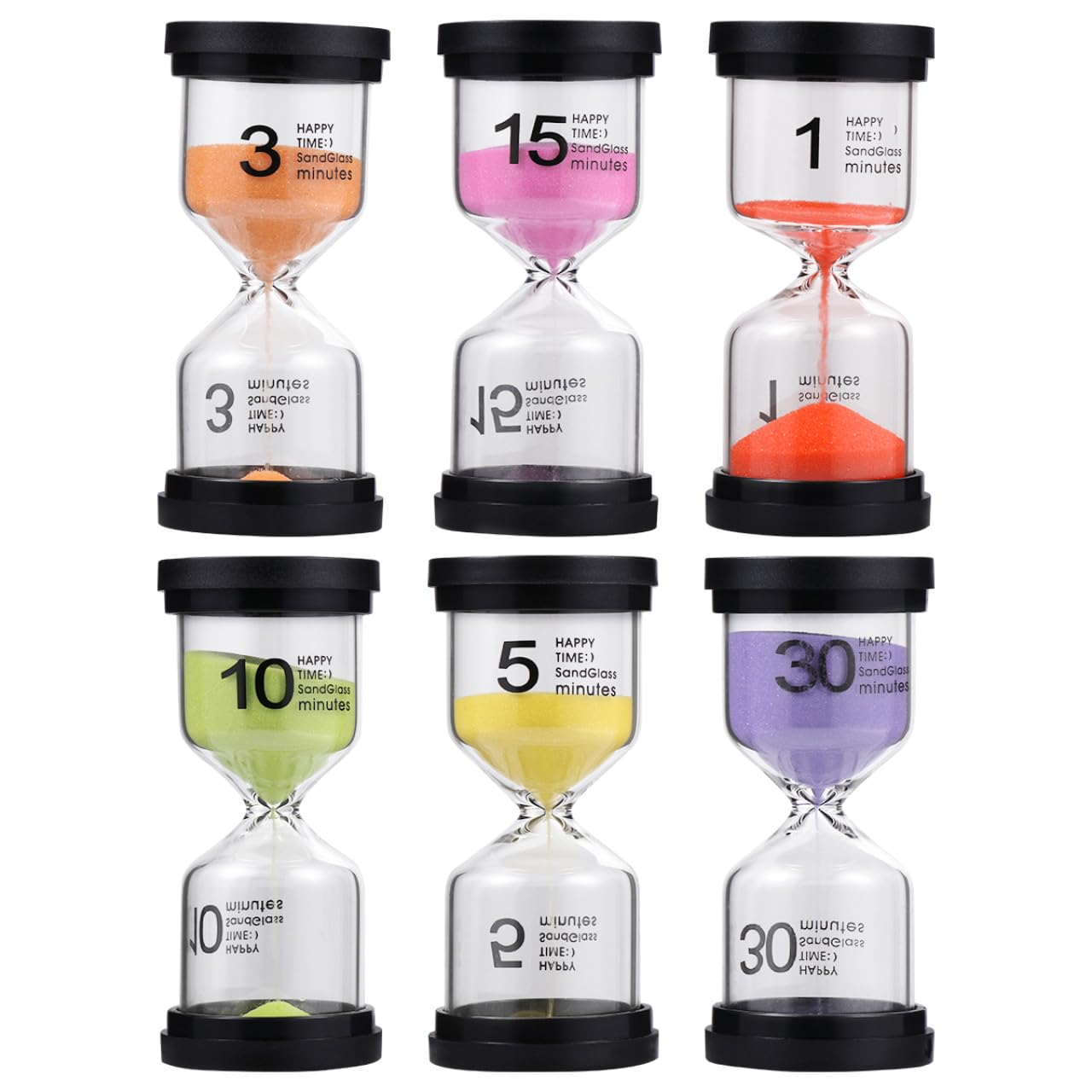 MAGICLULU Set Di 6 Timer A Clessidra Compatti Da Tavolo in Plastica E Per Casa E Ufficio Giocattolo Educativo Per Ragazzi E Ragazze Gestione Quotidiana Del Tempo