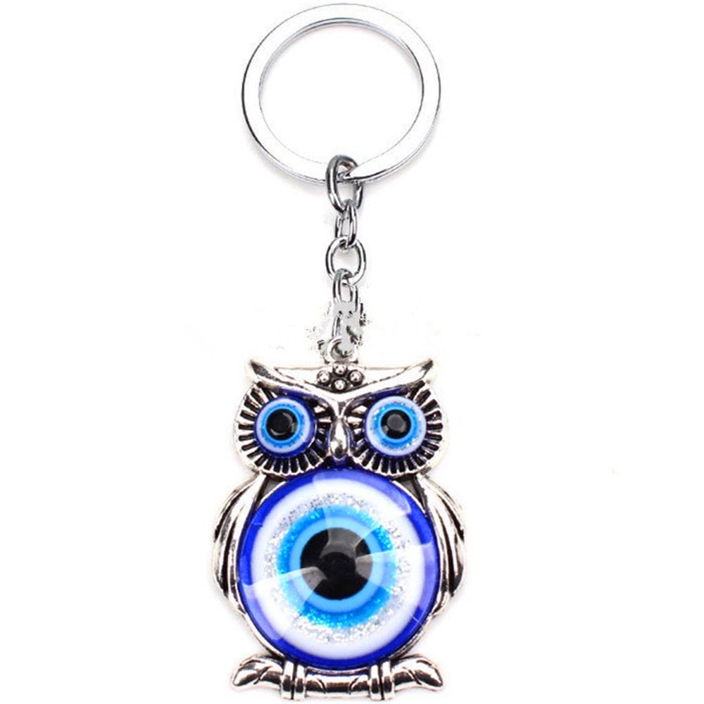 Amazon.co.jp: JewelBeauty ブルー フクロウ キーホルダー 邪眼 風水