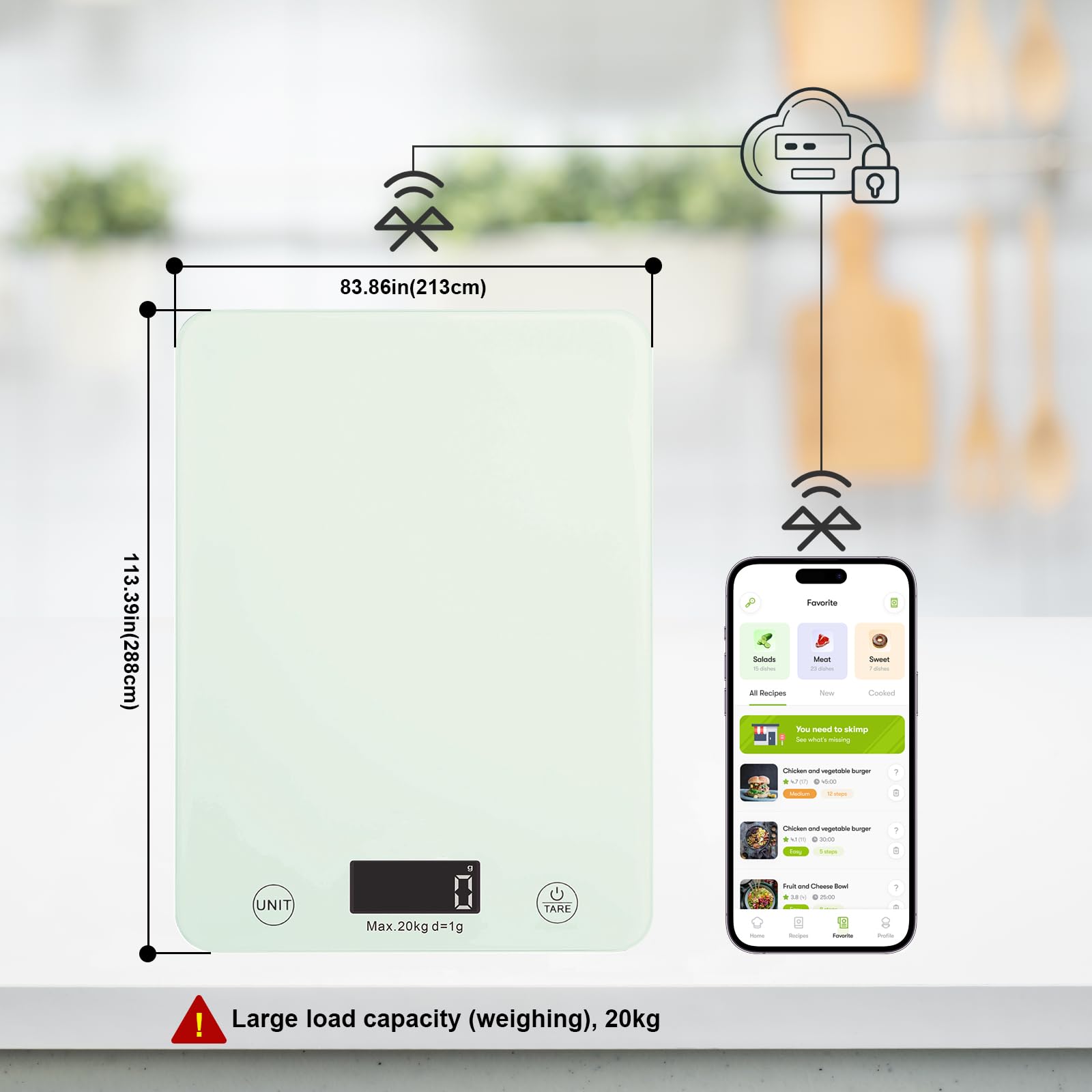 La báscula digital de alimentos de cocina puede proporcionar cocinar y pesar harina, frutas y café. Es una báscula digital electrónica inteligente que se puede conectar a una aplicación