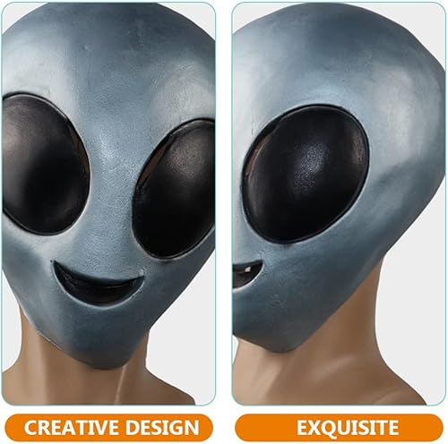 Miniatura 7 de NOLITOY Máscara de alienígena de terror para Halloween, cosplay, disfraz realista para fiestas, material seguro y cómodo para festivales, juegos de