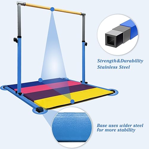 Miniatura 3 de XDEMODA The Latest Model Gymnastics Bar for Kids Ages 3-15 for Home, Anti-Slip, Easy to Assemble, 35 to 55 Adjustable Height Gymnastic Horizontal