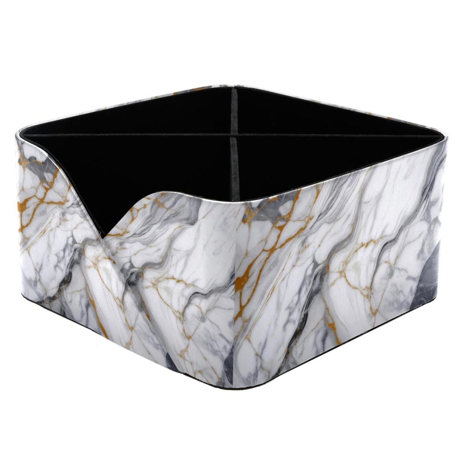 Organiseur de bureau chic texture marbre blanc porte-stylos maquillage