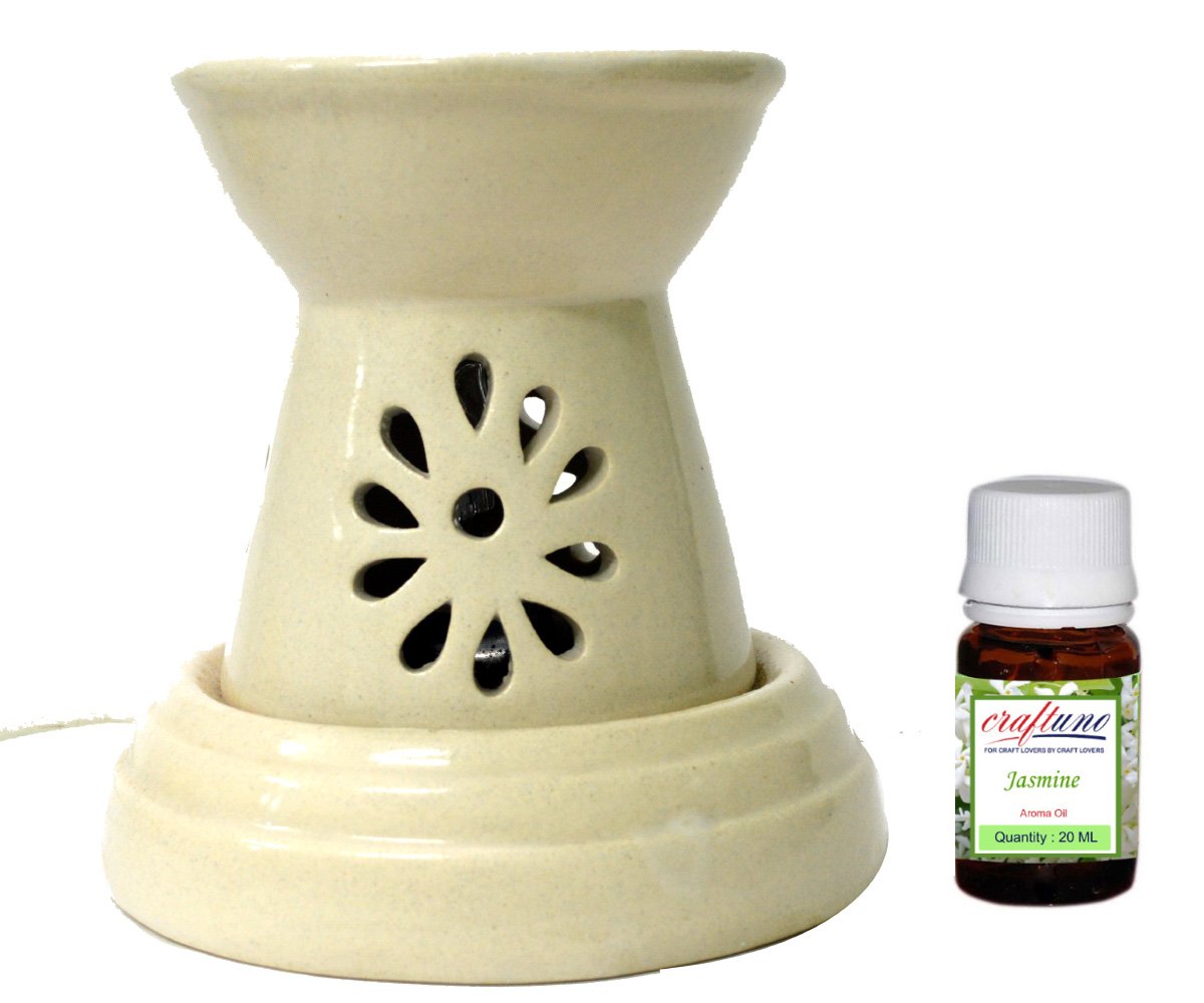 Diffuseur d'huile essentielle en céramique blanche artisanale chic