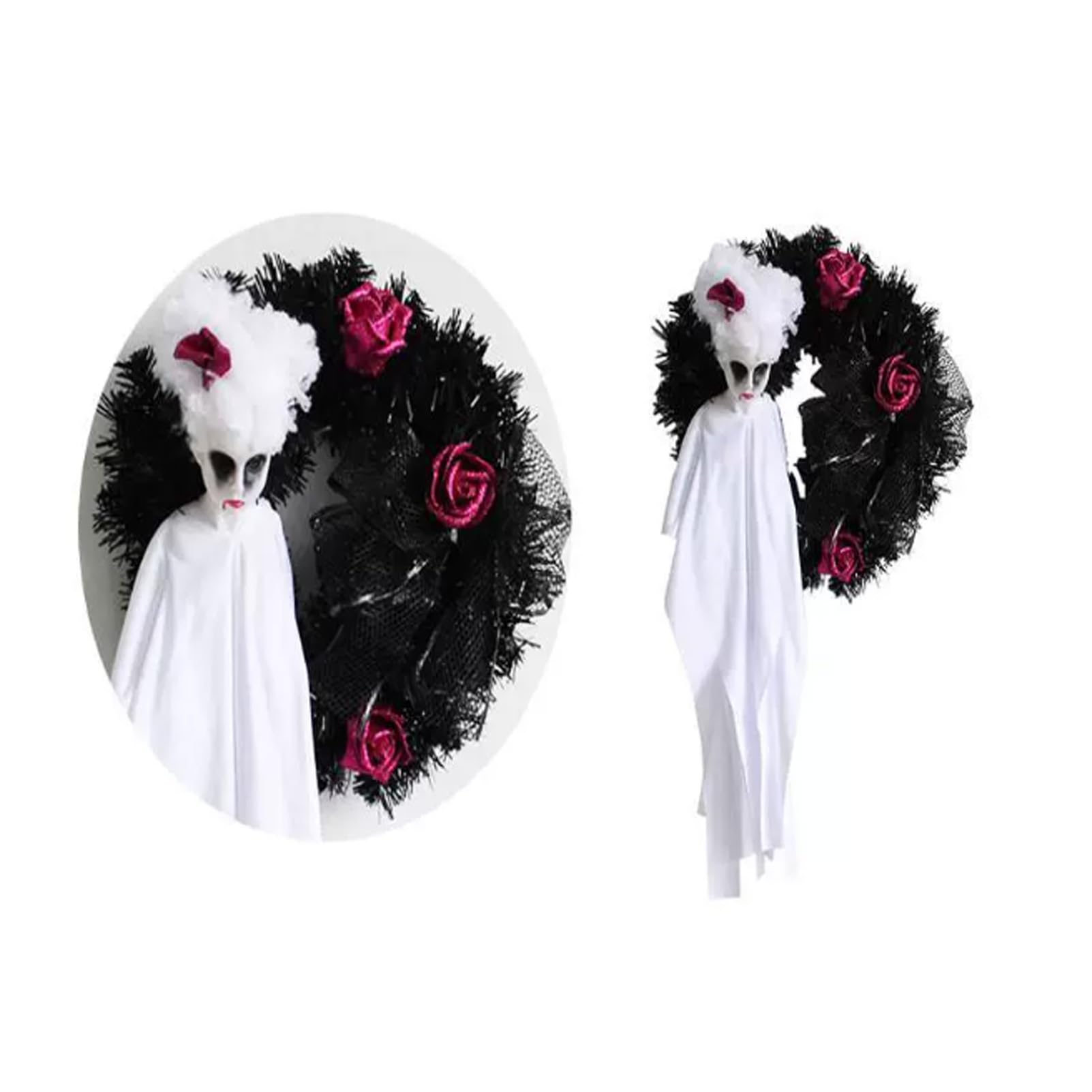 Wianki na drzwi wejściowe, Girlanda wisząca na drzwi z motywem ducha na Halloween, wielokolorowa, wiele rozmiarów(White)