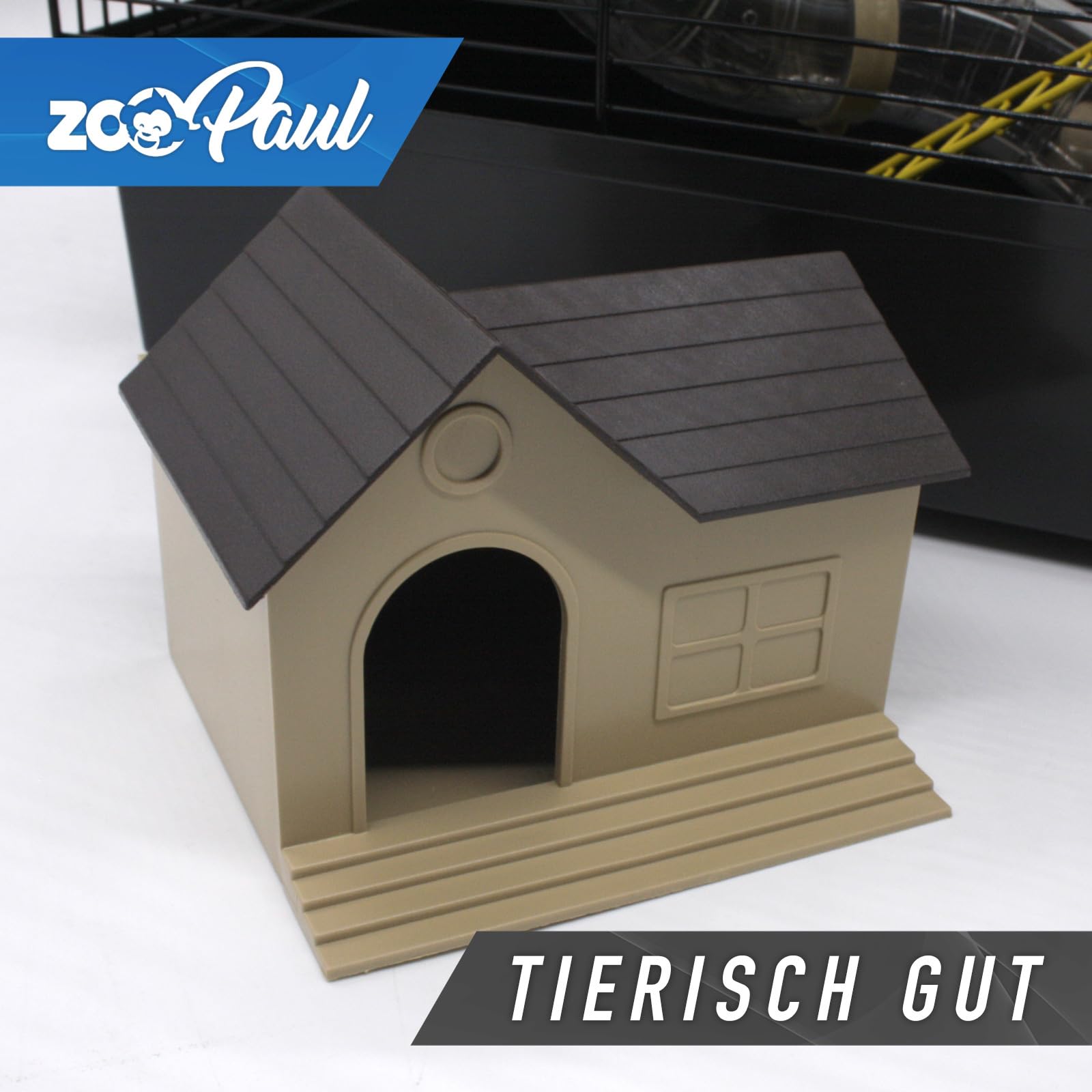 ZooPaul XXL Hamsterkäfig Nagerkäfig CH3 mit Zubehör Tunnelsystem Schwarz Beige für Maus und Hamster 67 x 49 x 32 cm