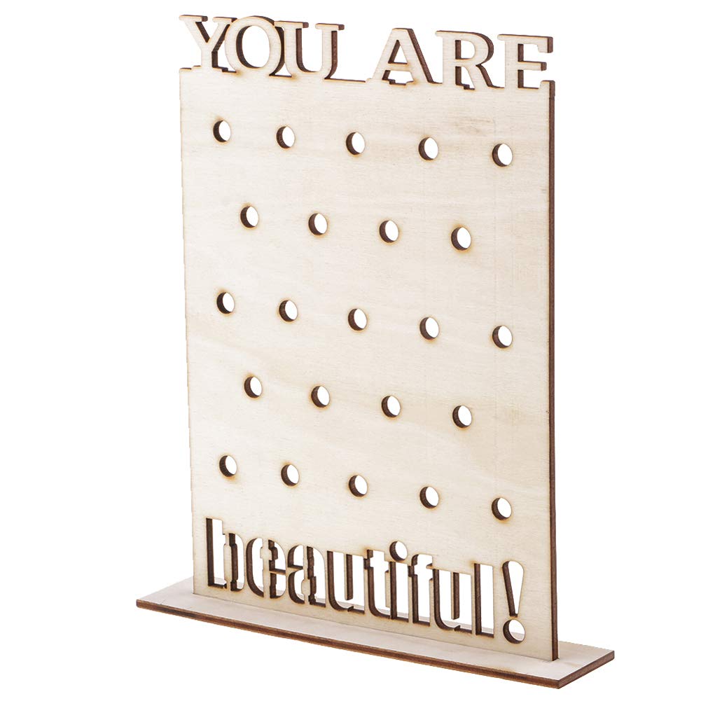 Expositor Rectangular de Madera con 23 Agujeros para Pendientes, 14 x 19,5 cm, Organizador