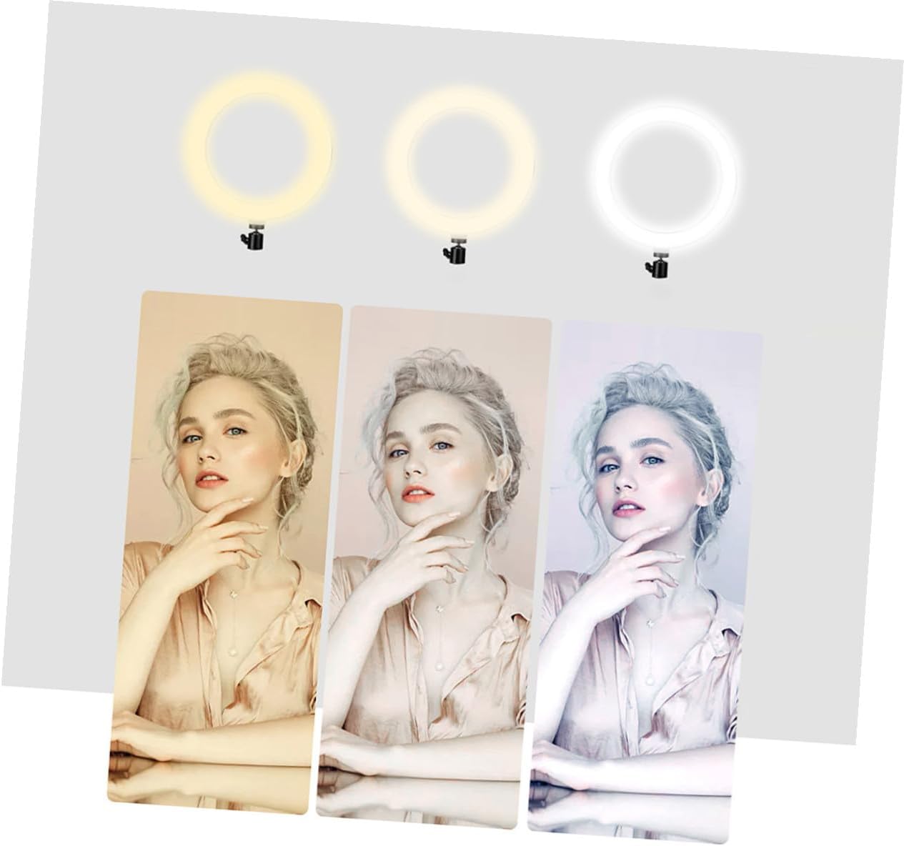 10-inch USB Fill Light Phone Tripod Stand with Remote, 3-Color Dimmable Selfie Ring Light and Adjustable Phone Holder for Live Streaming and Makeup, Black