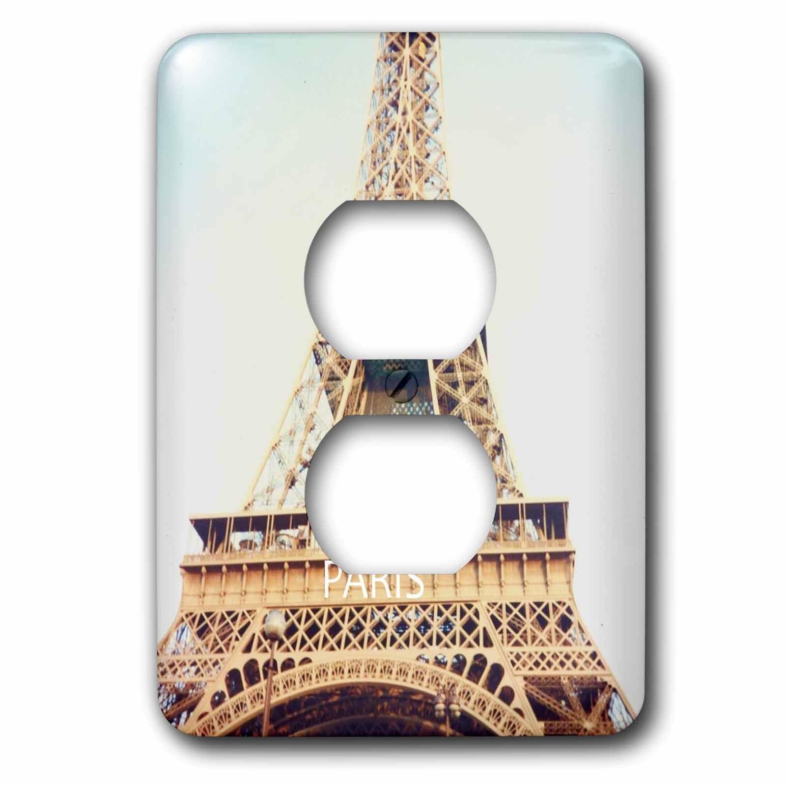 Cache 2 prises avec tour Eiffel pour masquer les blocs électriques blancs