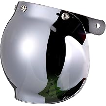 1Storm Universal 3 Snap Button Flip Up Visor Chrome Bubble Shield Lens for Retro Vintage Open Face Motorcycle Helmet