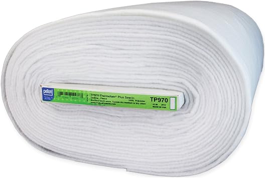 Pellon Thermolam Plus Sew-in Fleece Stabilizer 45" x 20yd Bolt for Quilting, Crafts, Garments & Home Decor Machine Washable, Cut Any Direction