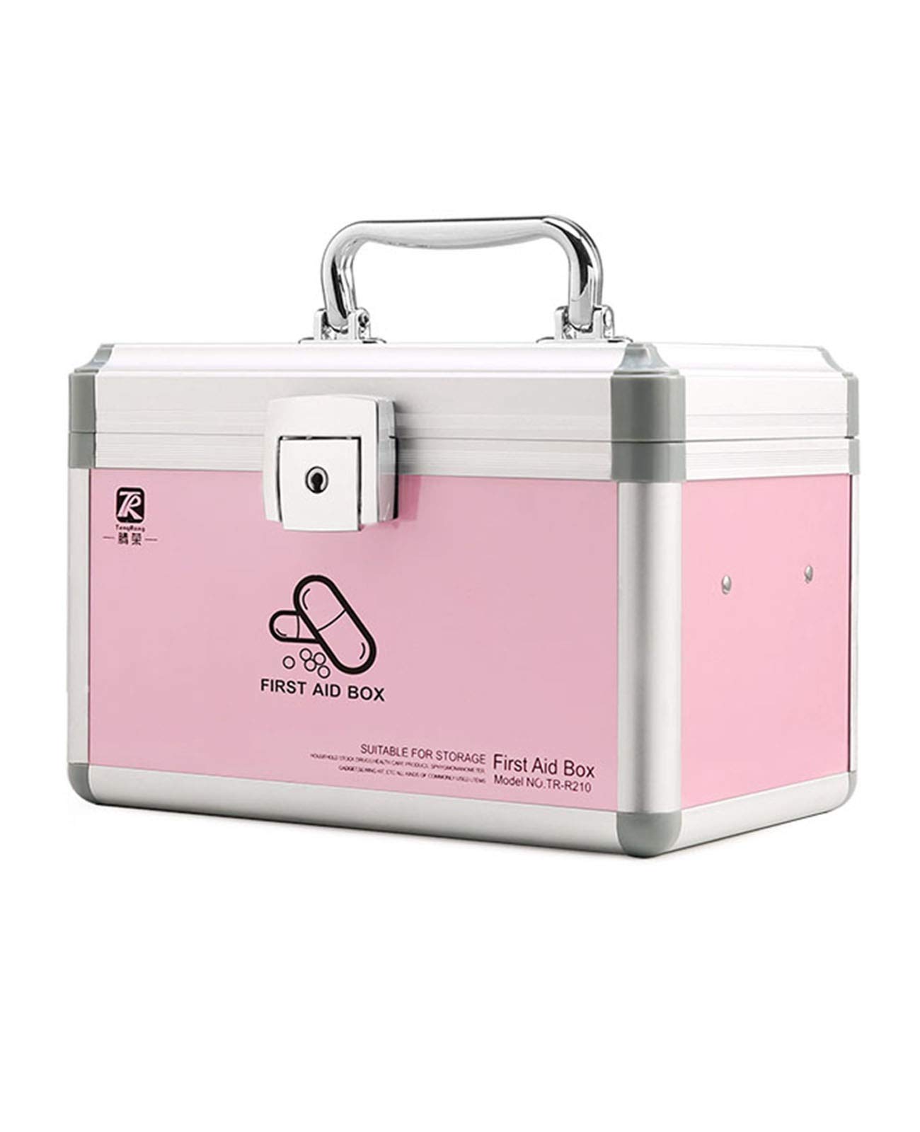 Przechowywanie rodzinne, szafki na leki zamykane pudełko na leki organizer pudełko do przechowywania leków aluminiowe medyczne pojemniki do przechowywania 29 x 18,5 x 19 cm