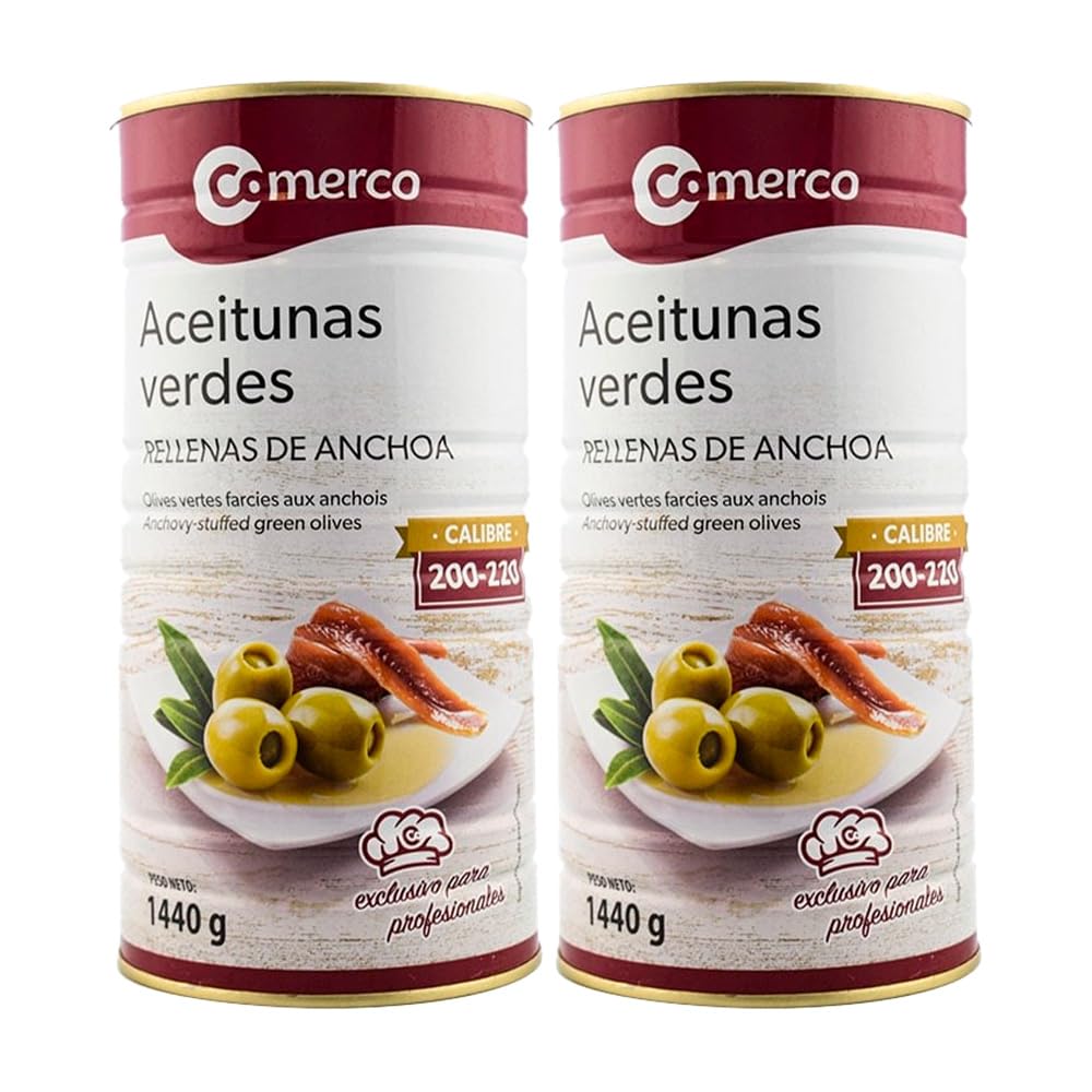 Aceitunas Rellenas de Anchoa Comerco 1,5 kg Lata Pack 2× (3 kg Total)
