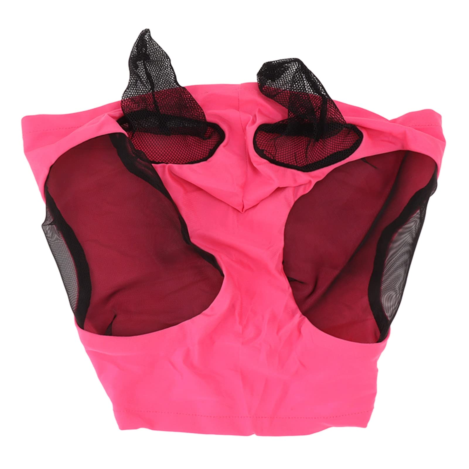 Horse Mesh Fly Mask Breathable Elastic Horse Face Mask Ears Riding Equestrian Equipment (Rose Red)