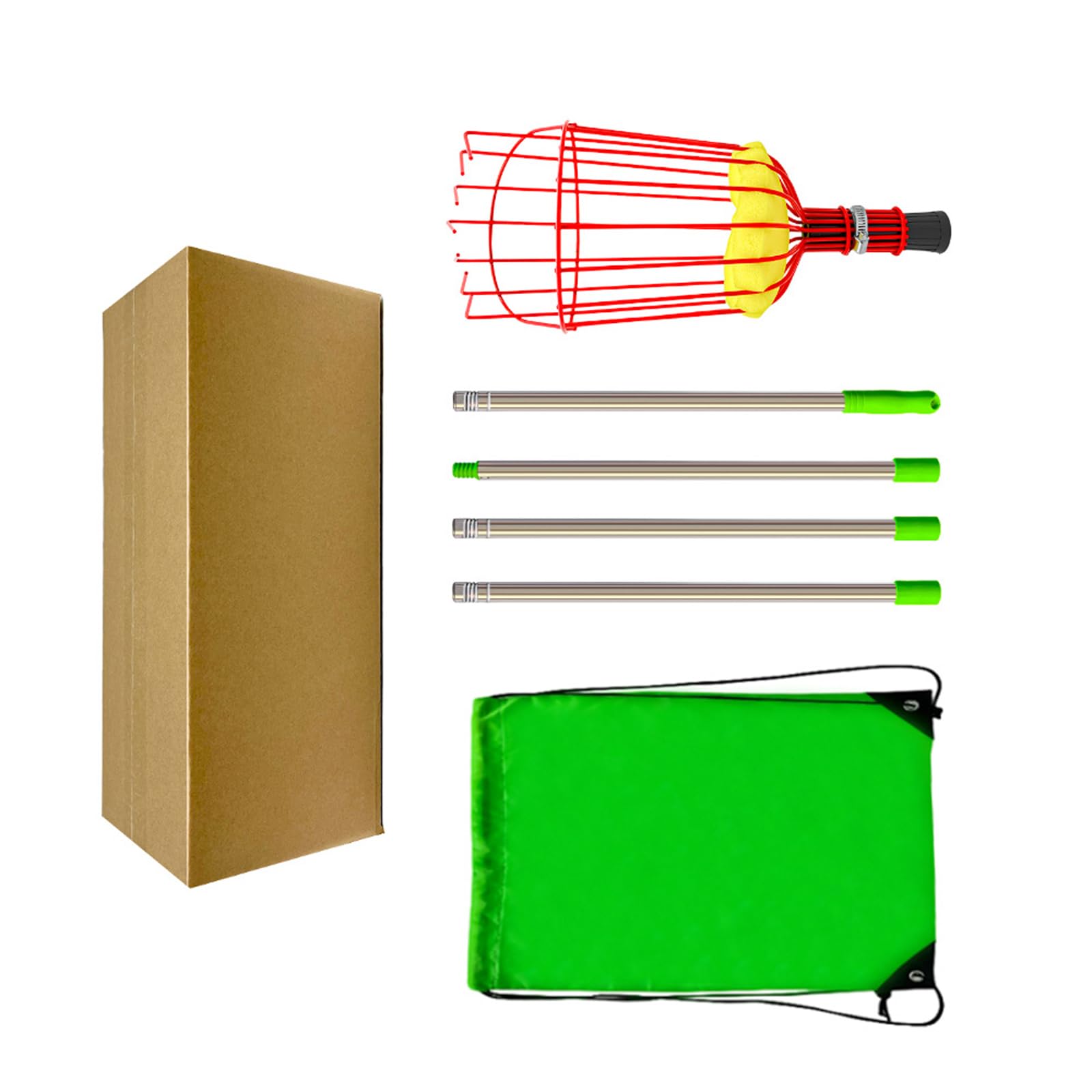 Lightweight Aluminum Extendable Fruit Pickers Tool with Nonslip Grip Orchards Harvesting Tool for Home and Farm Use High Reach Fruit Picking