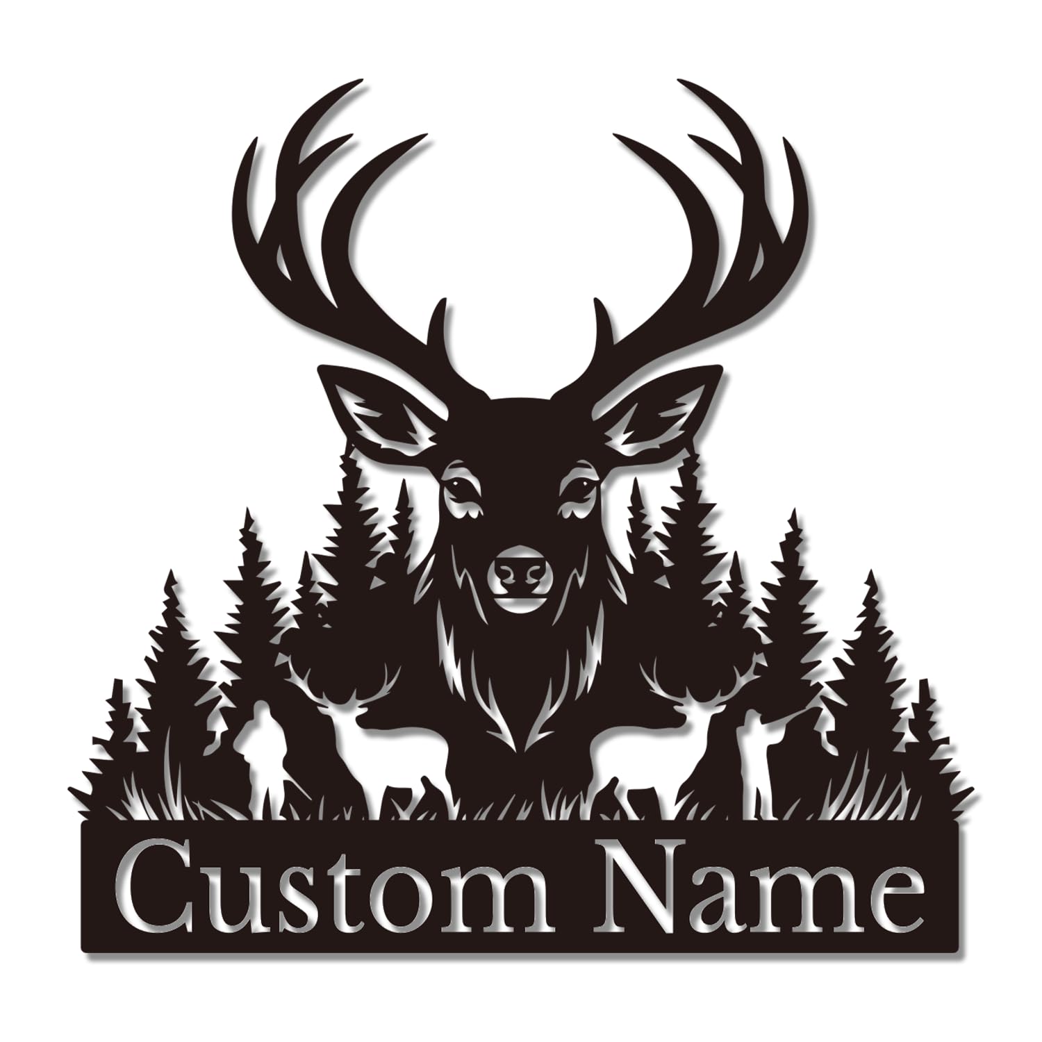 Houdoum Deer C Personalized Custom Deer Metal Wall Art, Deer Name Sign Decoration, Deer Metal Signs Plaques, Personalized Outdoor Deer Sign, Hunting Gifts, Nature Wall Art For Wildlife Lovers (Deer C)