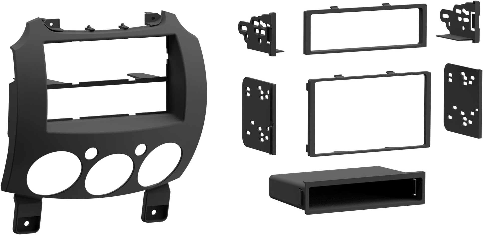 99-7518B Single/Double DIN Dash Installation Kit for 2007-Up Mazda 2 Vehicles, Black, Model:997518B