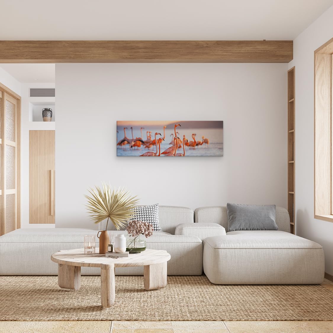 Artaza Cuadros Decoración Salón Modernos Flamencos - 90x30 cm - Cuadros Decorativos Animales - Decoración Pared Hogar - Lienzos Playa - Rosa