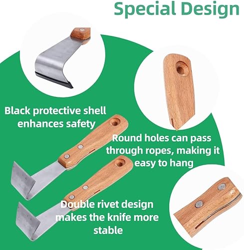 Miniatura 4 de 2 herramientas de descorteza de espada con guantes, resistente al óxido, herramienta de eliminación de cortezas para jardineros, arboristas,