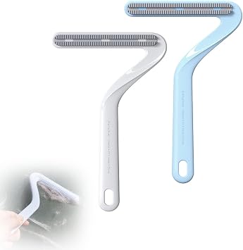 2pcs Double-Sided Electrostatic Hair Removal Brush, Household Manual Hair Remover, TPR Material Not Hurt The Clothes White+Blue