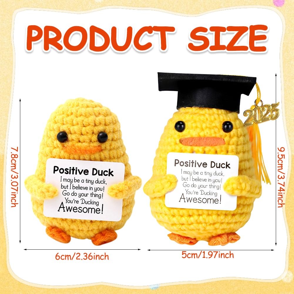 Positive Duck Gifts, Graduation Gifts for Her 2025, Mini Knitted Duck Doll - Image 2