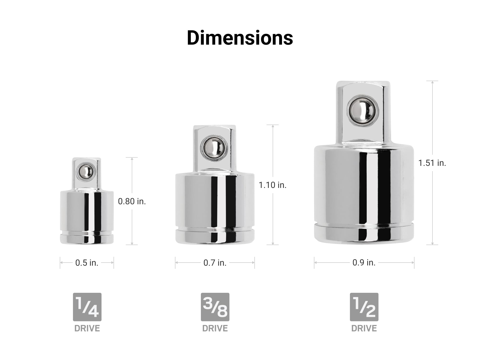 TEKTON 1/4, 3/8, 1/2 Inch Drive Mini Extension Set (3-Piece) | SHA99020