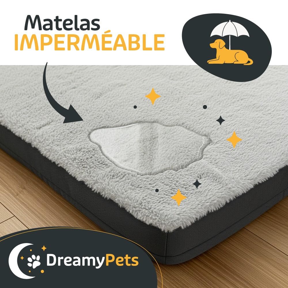 SWEET NIGHT Panier pour Chien Imperméable Déhoussable Lavable Orthopédique 104x69 cm Gris