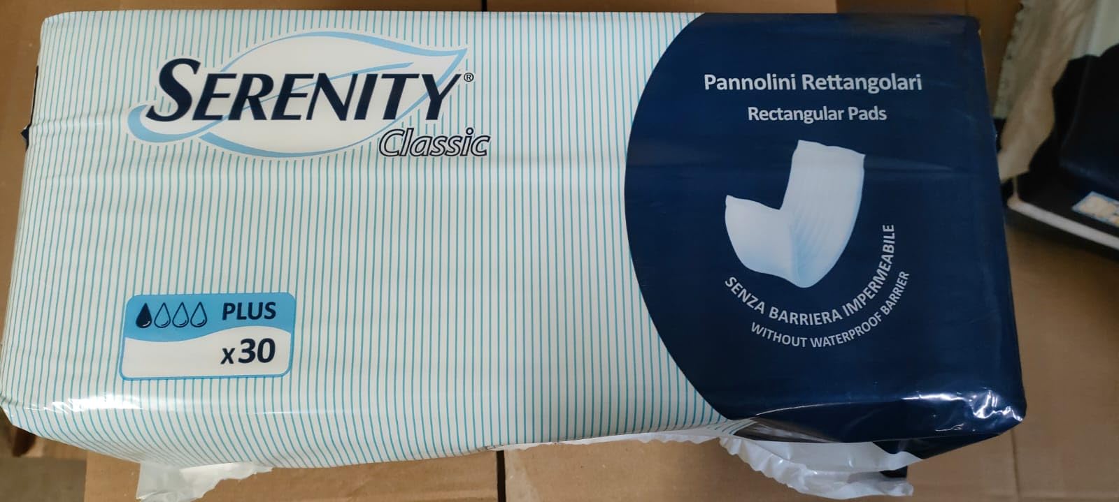SERENITY PANNOLONI PER INCONTINENZA FORMATO RETTANGOLARE SENZA BARRIERA 6 CONFEZIONI DA 30 PEZZI