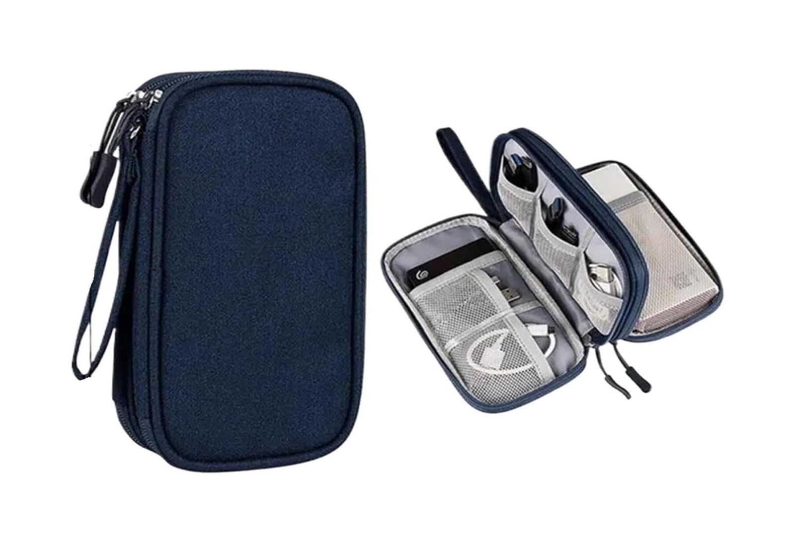 Podróżna torba z organizerem kabli na kable USB, zestaw słuchawkowy(Blue)