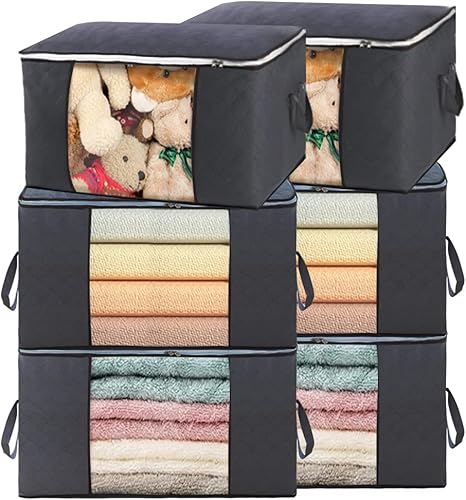 Kleideraufbewahrungstasche mit großem Fassungsvermögen, Organizador mit verstärktem Griff, dicker Stoff für Bettdecken, Decken, Bettwäsche, faltbar