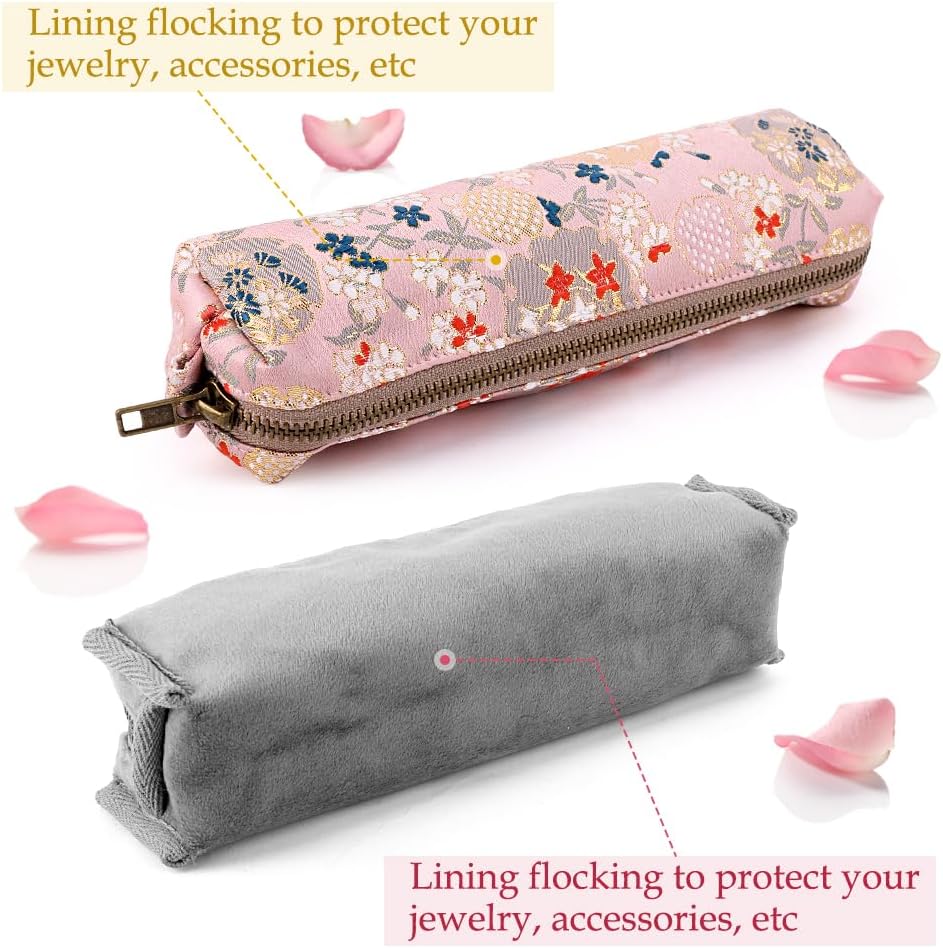 iSuperb Vintage Pencil Case Embroidery Pen Pouch Zipper Pencil Bag Women Makeup Bag for Office Organizer Storage Bag (Pink)