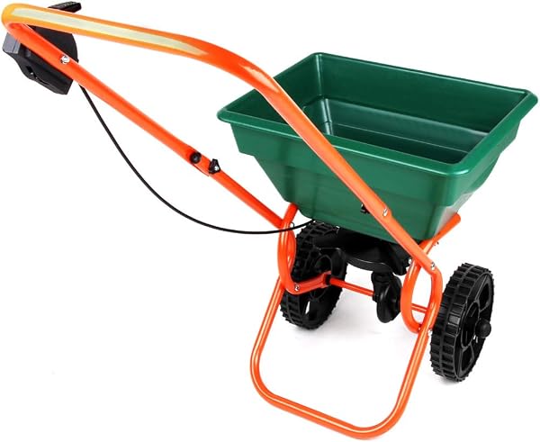 GARDEBRUK® Épandeur 25L pour semence Engrais sel et Sable Épandeur d'engrais avec Grandes Roues Jardin Gazon extérieur - 4