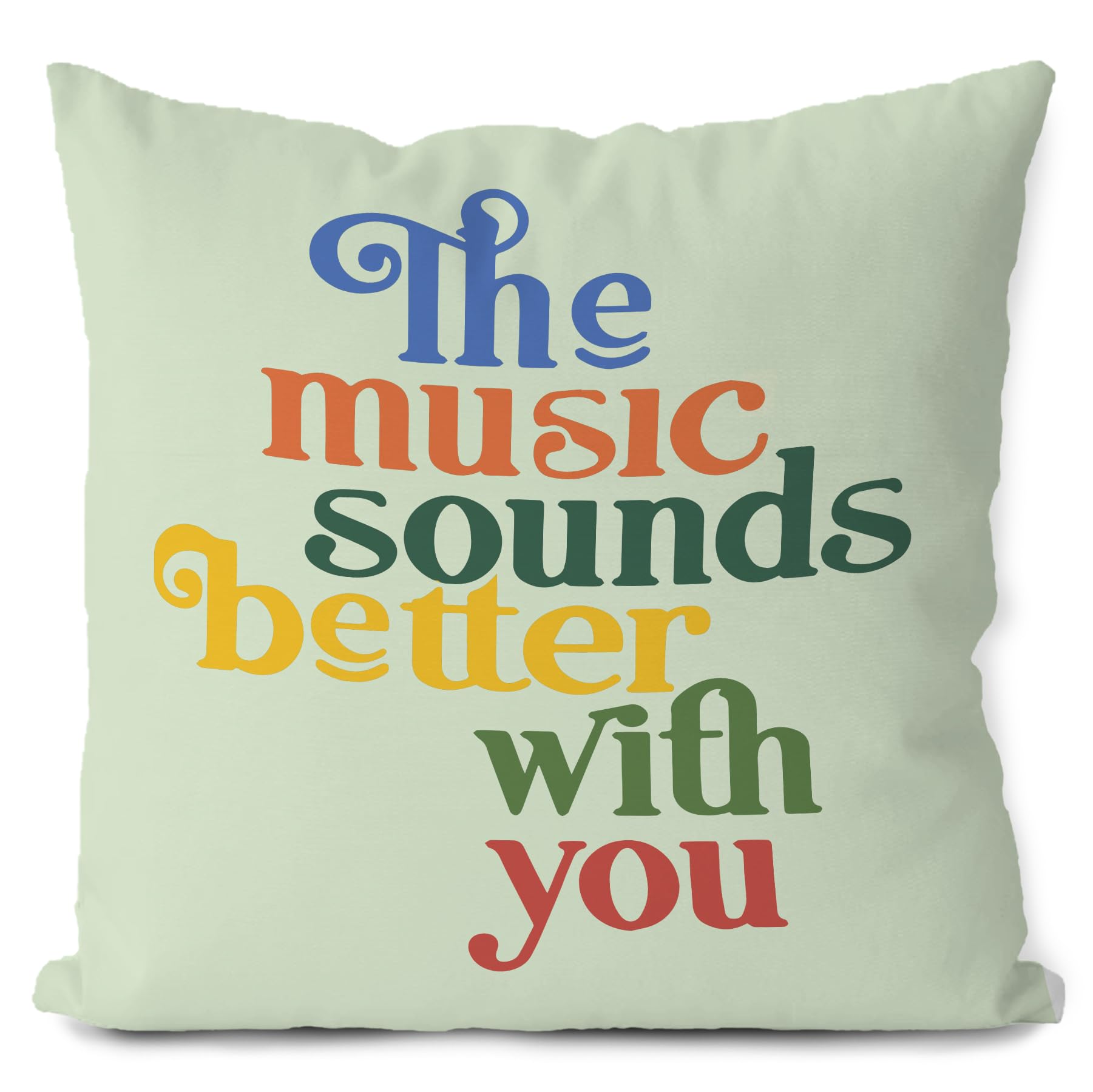 Likjad Room Music Room Decor Green Pillow Cover 18x18 - Sage Green Decorative Throw Pillow Cover The Music