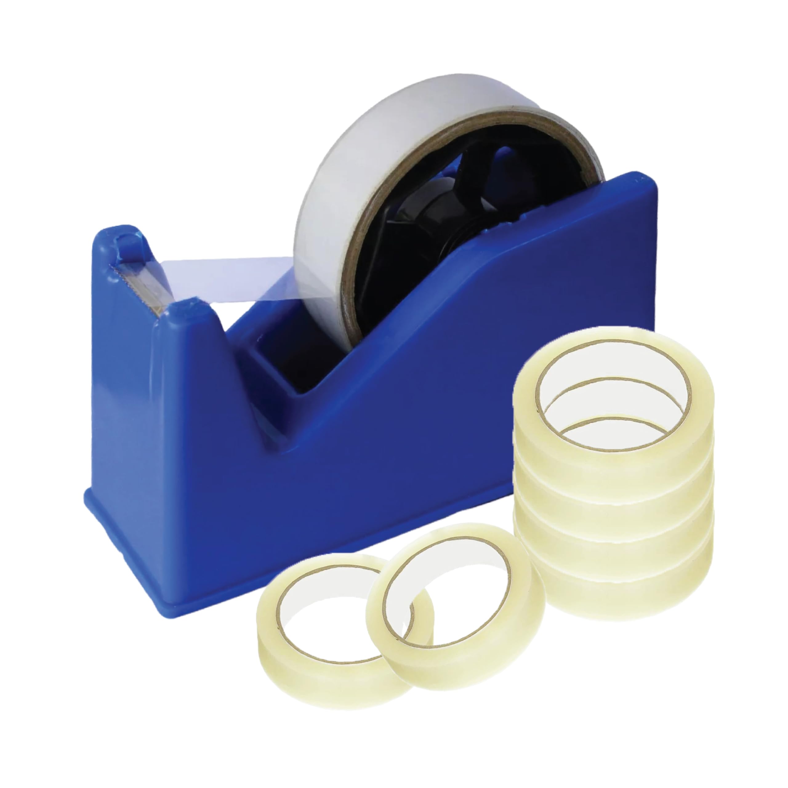 SUL Cellotape Dispencer with Anti Slip Rubber Base Heavy Duty Sellotape Tape Dispenser Ideal for Home, Office Include with 6 Selotape Roll 25mm (Blue) โ image 1