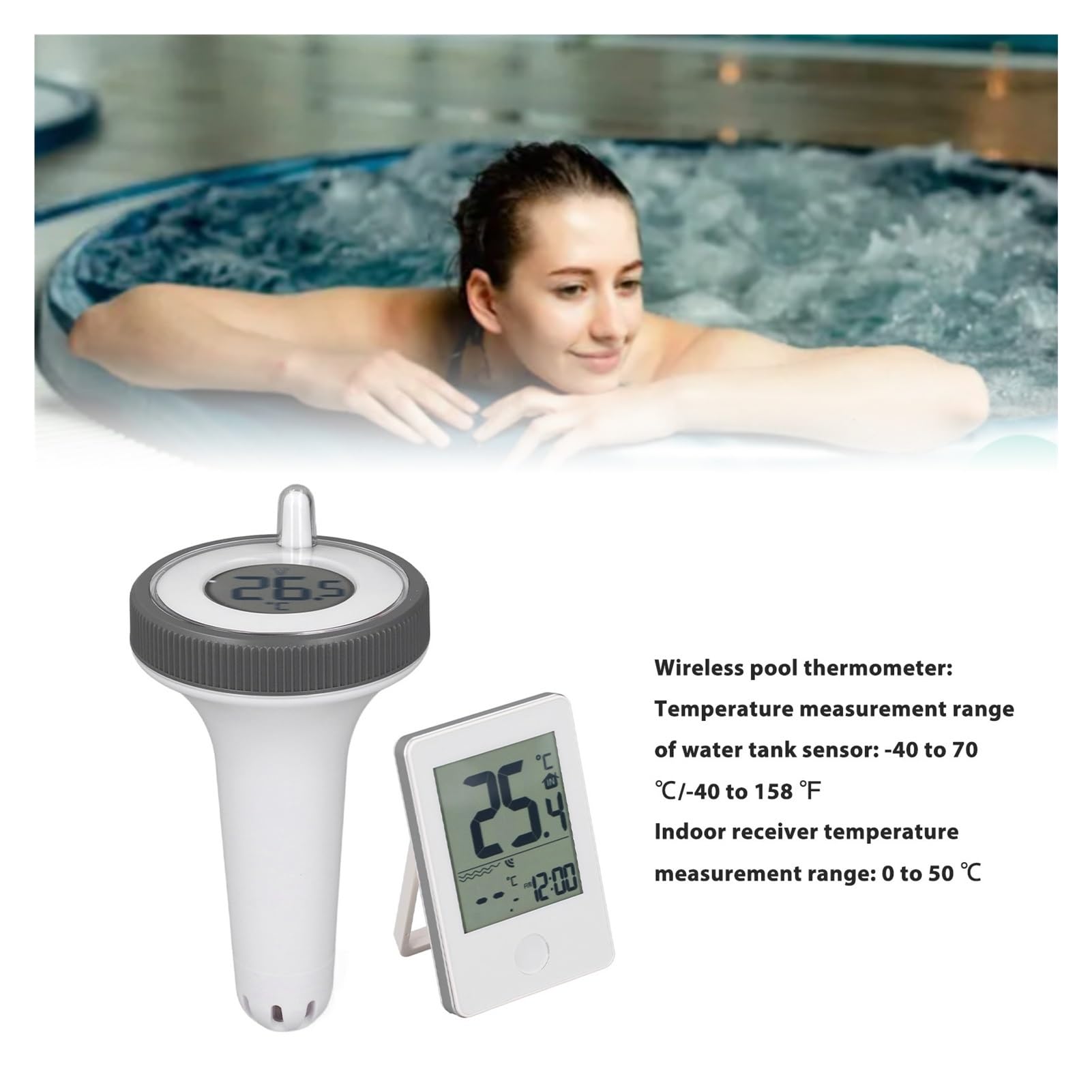 Bezprzewodowy Termometr Do Basenu Z Wyświetlaczem LCD, Dokładność 0,1°C, Wodoodporny, Cyfrowy, Pływający, Miernik Temperatury Wodoodporny Zgodnie Z Normą Ipx7