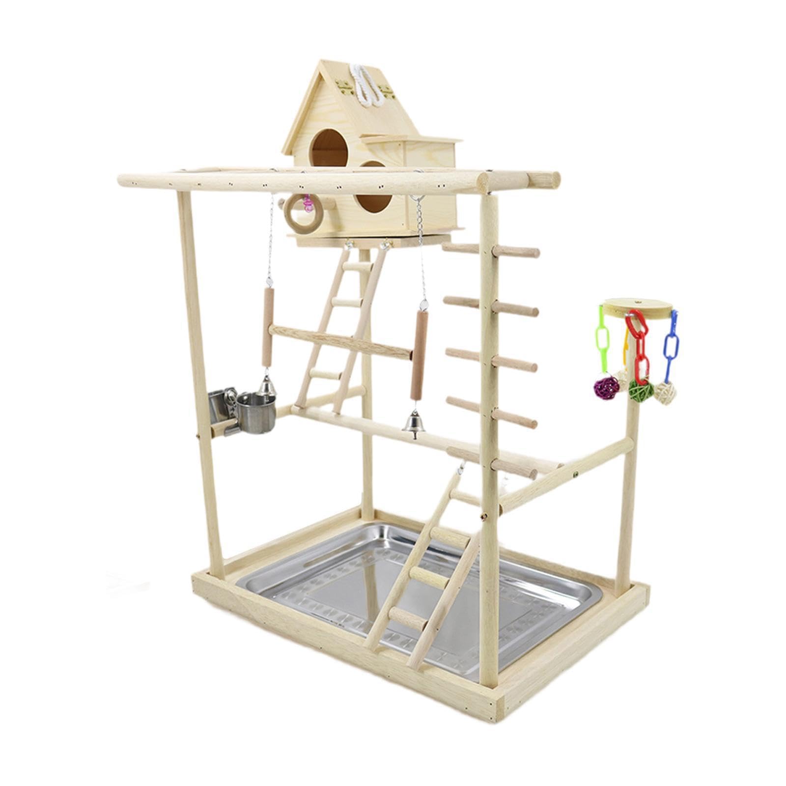 Puesto de Juego para Loros con Funciones interactivas y Tres Niveles para pájaros. Ofrece Juguetes para trepar y Actividades de Juego. Puesto de para pájaros. Juguete