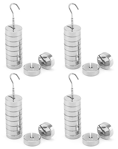 QWORK Juego de 4 piezas de peso ranurado, juego de masa ranurada de 9 piezas con perchas - 9 pesos (1.76 oz) - 17.76 oz
