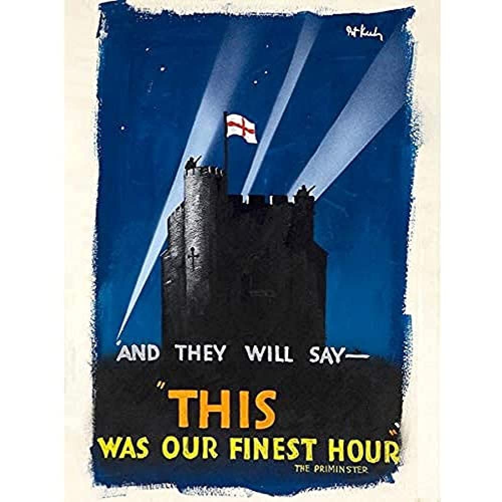 Keely War WWII UK Finest Hour Castle Flag Advert Unframed Wall Art Print Poster Home Decor Premium