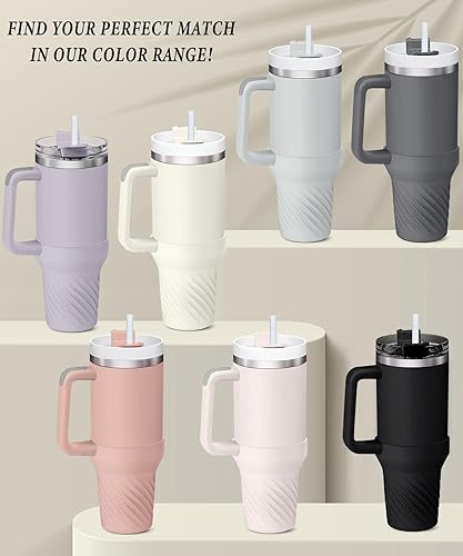 Miniatura 2 de KTKUDY Bota de silicona para vaso Stanley de 40 onzas con asa, funda protectora de goma para Stanley Cup de 40 onzas, cubierta inferior de botella