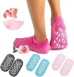 شرابات جل مرطبة، فائقة النعومة مع جل عالي الجودة للترطيب، شرابات جل تساعد على إصلاح البشرة الجافة والمتشققة، شرابات سبا للكعب من الجل للنساء (لون عشوائي)