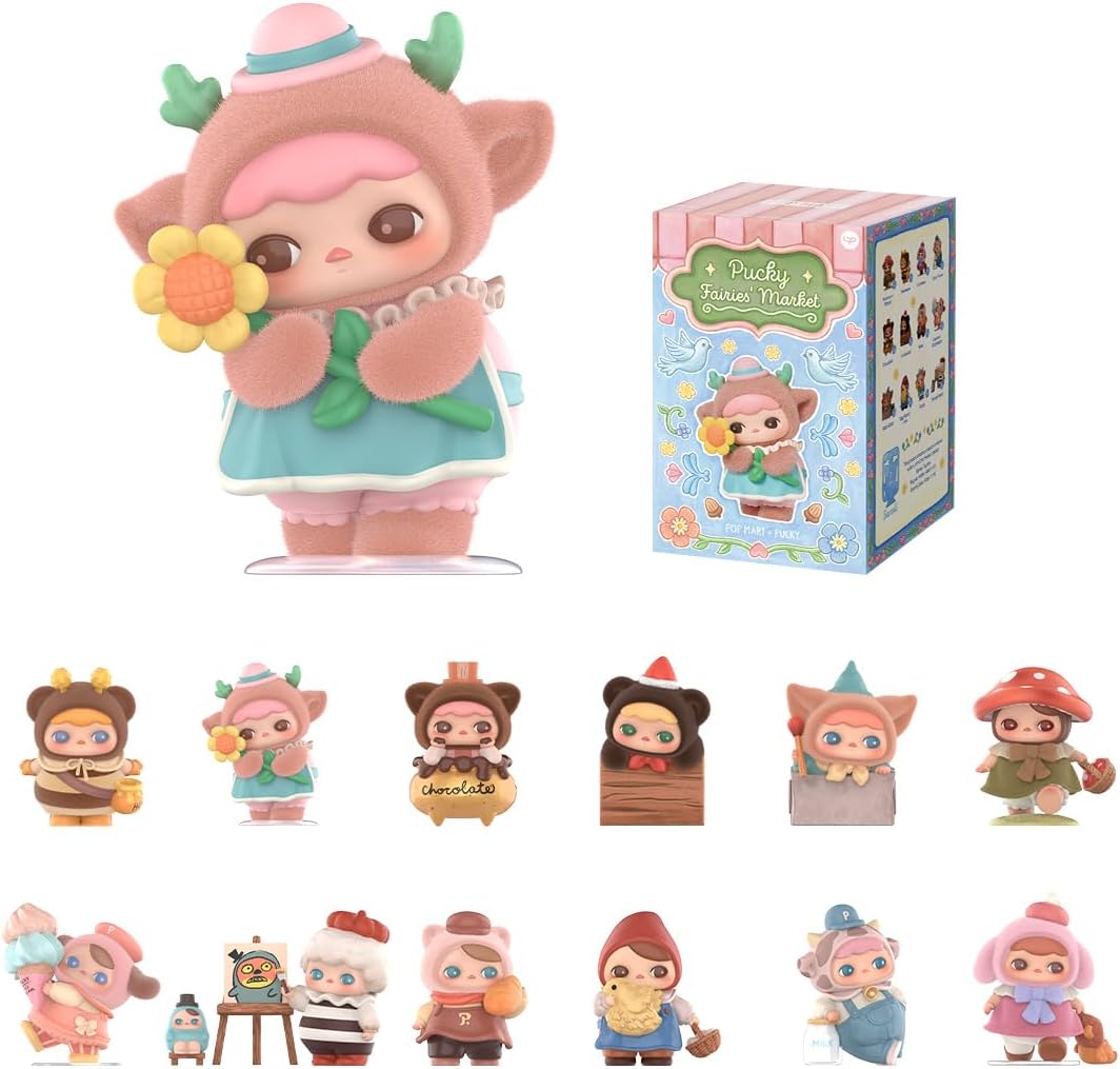 POP MART PUCKY Fairies' Market Series Blind Box Figures, Collectible Toys Home Decorations, Holiday Birthday Gifts for Girls and Boys, Single Box