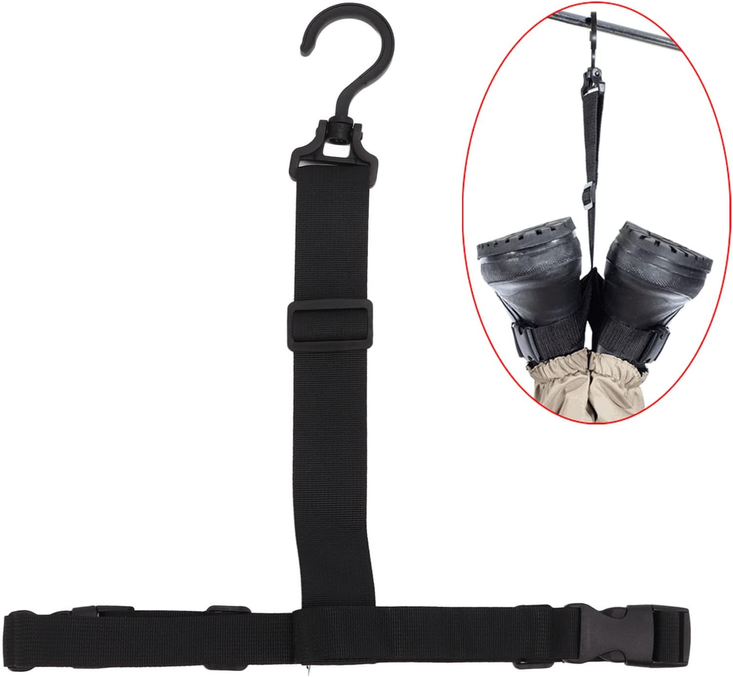 Fishing Wader Boot Hanger, Quick Drying Adjustable Wader Boots Belt with 360° Rotating Buckle for Fishing