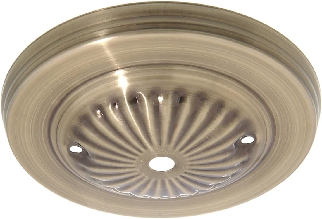 B&P Lamp® Brass Ceiling Light Canopy Plate W/RoKitte Design, 5 1/4 Inch Diameter, Antique Brass