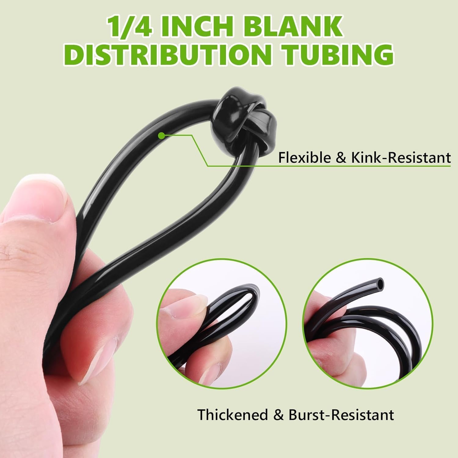 100 FT 1/4" Drip Irrigation Tubing, Flexible Drip Line Irrigation Hose with 30pcs 1/4" Support Stakes, Blank PVC Distribution Tubing, Irrigation System Parts for Garden Irrigation System