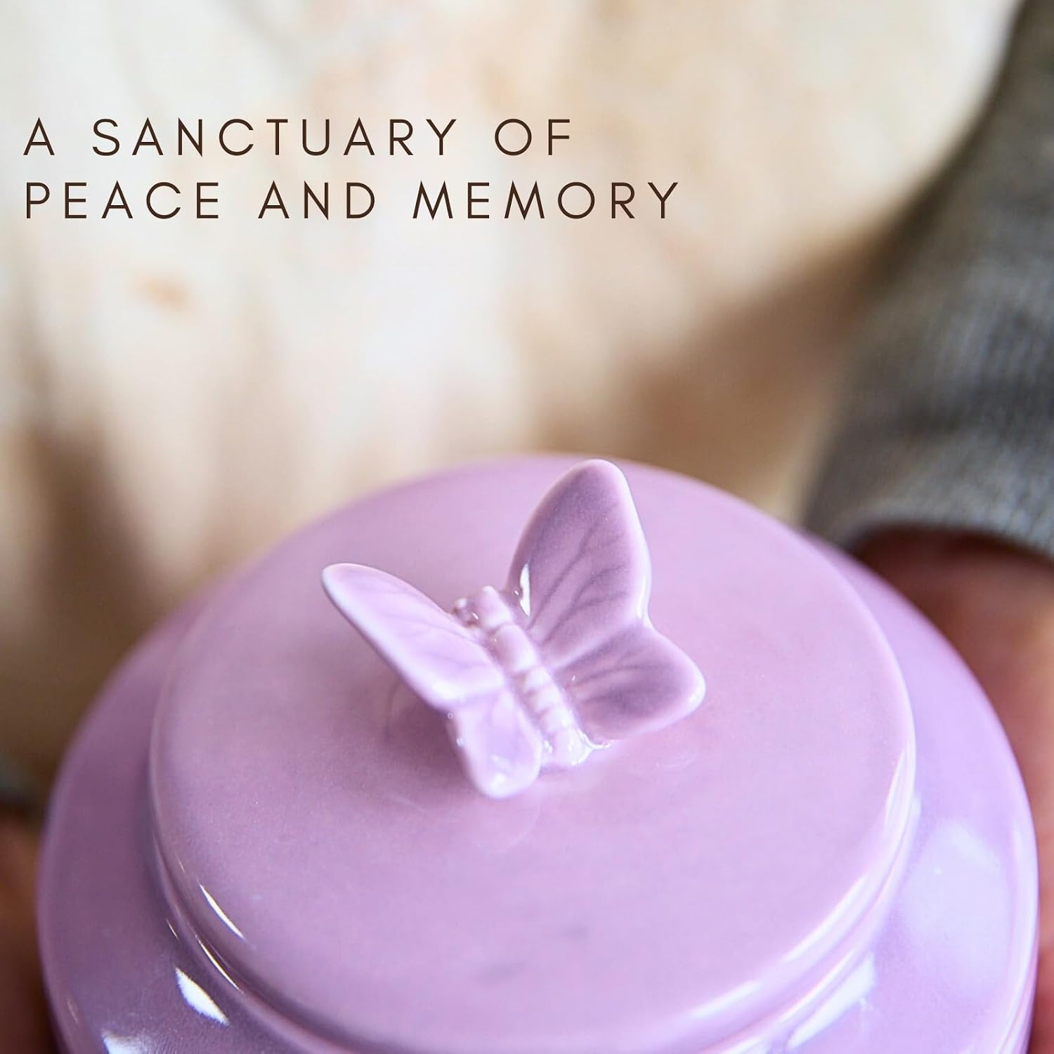 Handcrafted Ceramic Cremation Urn for Human Ashes Adult Small Butterfly Memorial Urn (Purple) image 4