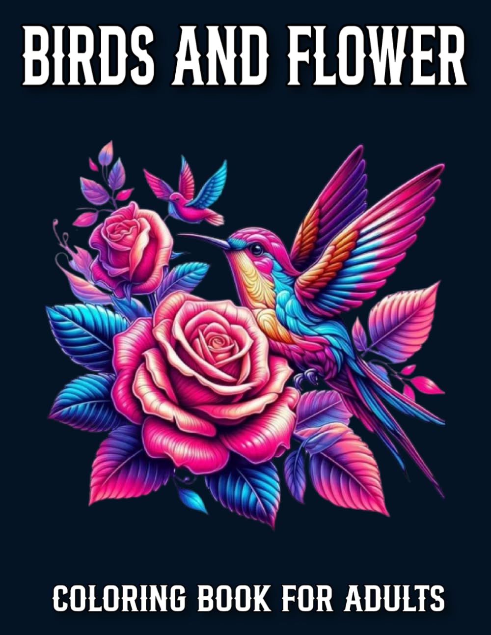 Birds And Flower Coloring Book For Adults: Easy Birds And Flowers Coloring Book 50 Easy Large Print Design Birds And Flower Coloring Book for Adults & Seniors