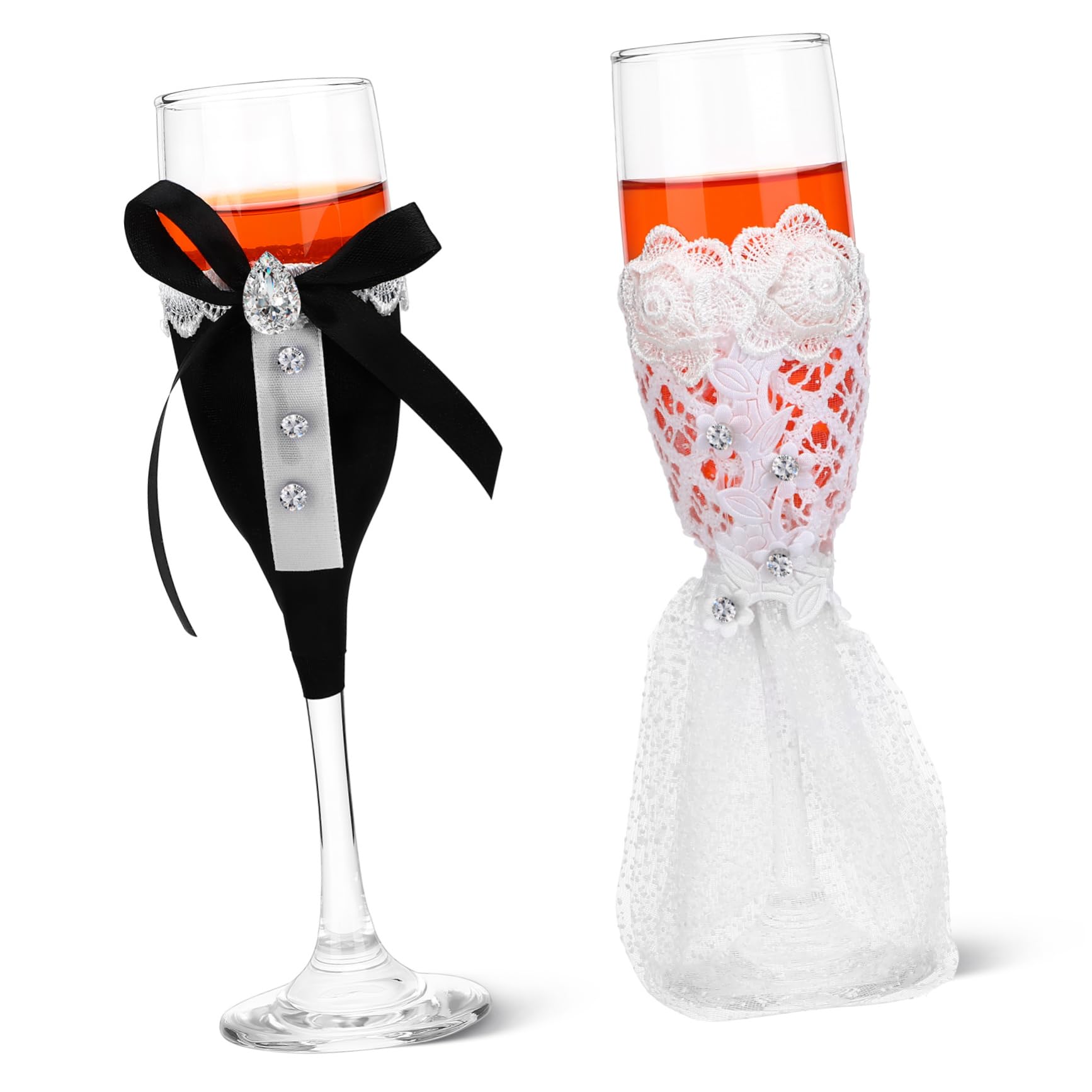Juego de Copas de Brindis de Boda de Vidrio, 1 Set Elegante