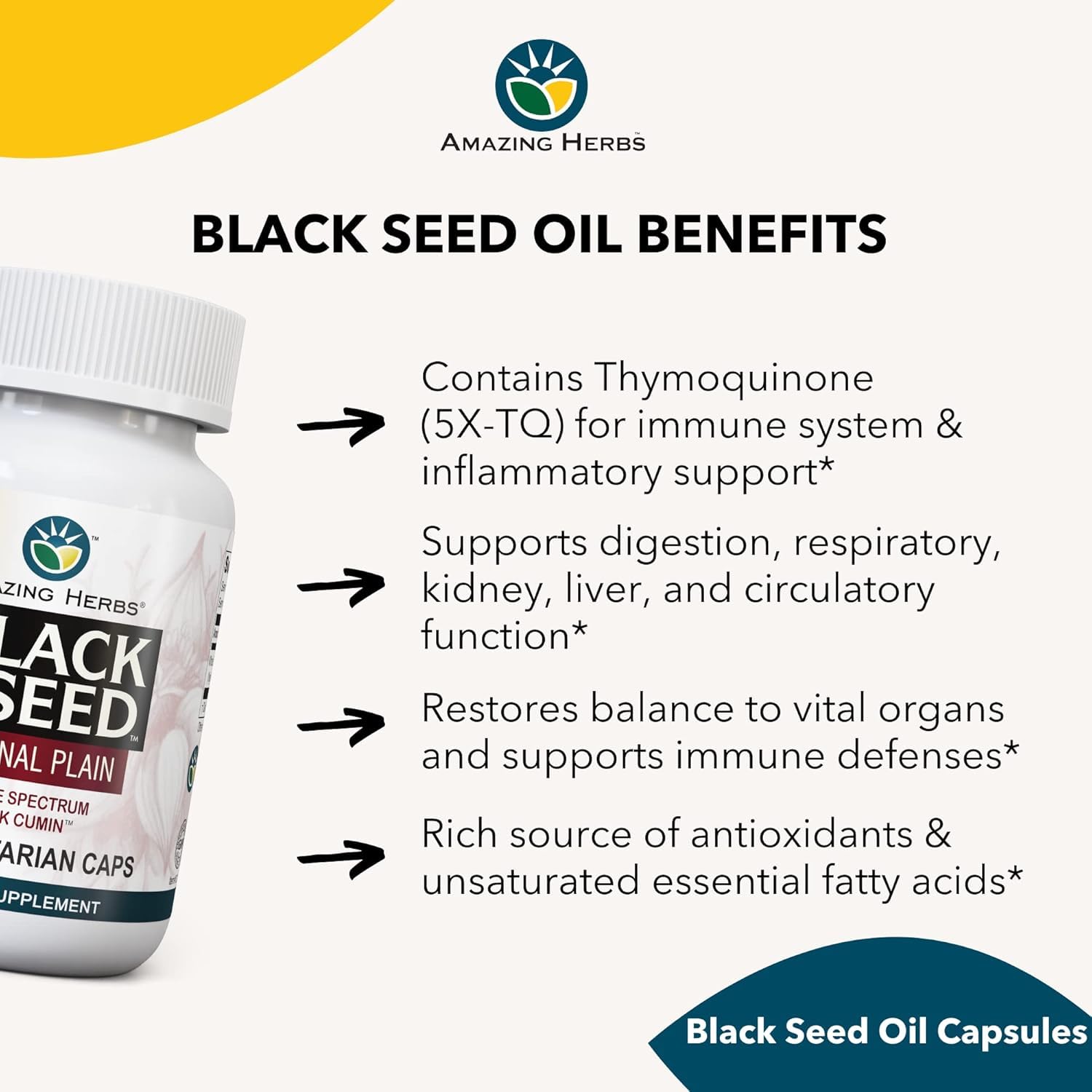 Amazing Herbs Whole Spectrum Black Seed Oil Capsules - 100 Count, 475mg — Amazon image 6