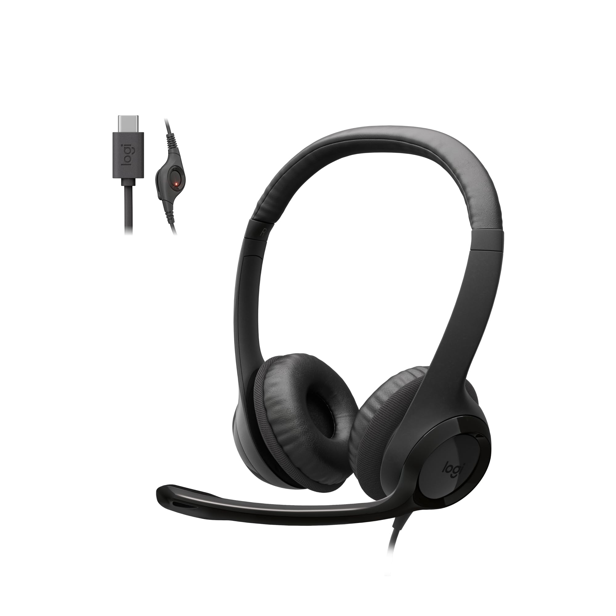 Headset com fio USB-C Logitech H390 com Controles de Áudio Integrado, Microfone